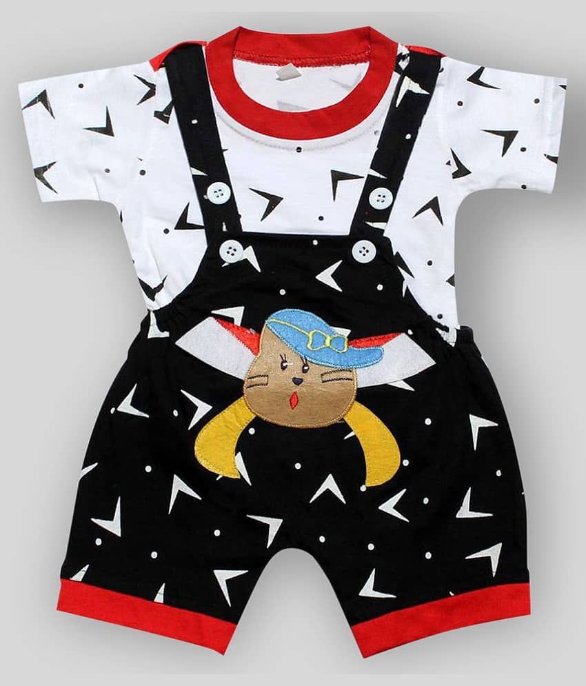 Babeezworld Pack of 2 Baby Girls Cotton Dungarees ( Multicolor ) view 2