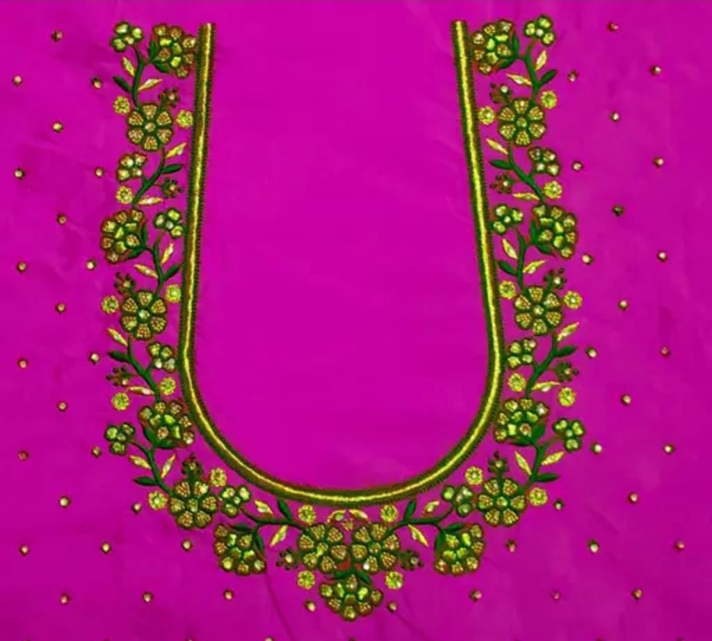 Rose Pink embroidered blouse - Un Stiched Blouse - 1 Meter