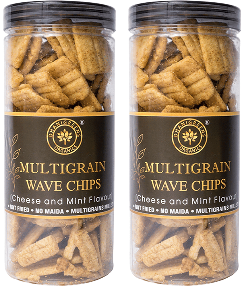 DHANIGREENS ORGANICS Multigrain Vegetable Chips 300 g Pack of 2