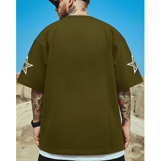 Ausk Mens Green Printed Cotton Blend Round Neck Oversized T-Shirt view 2