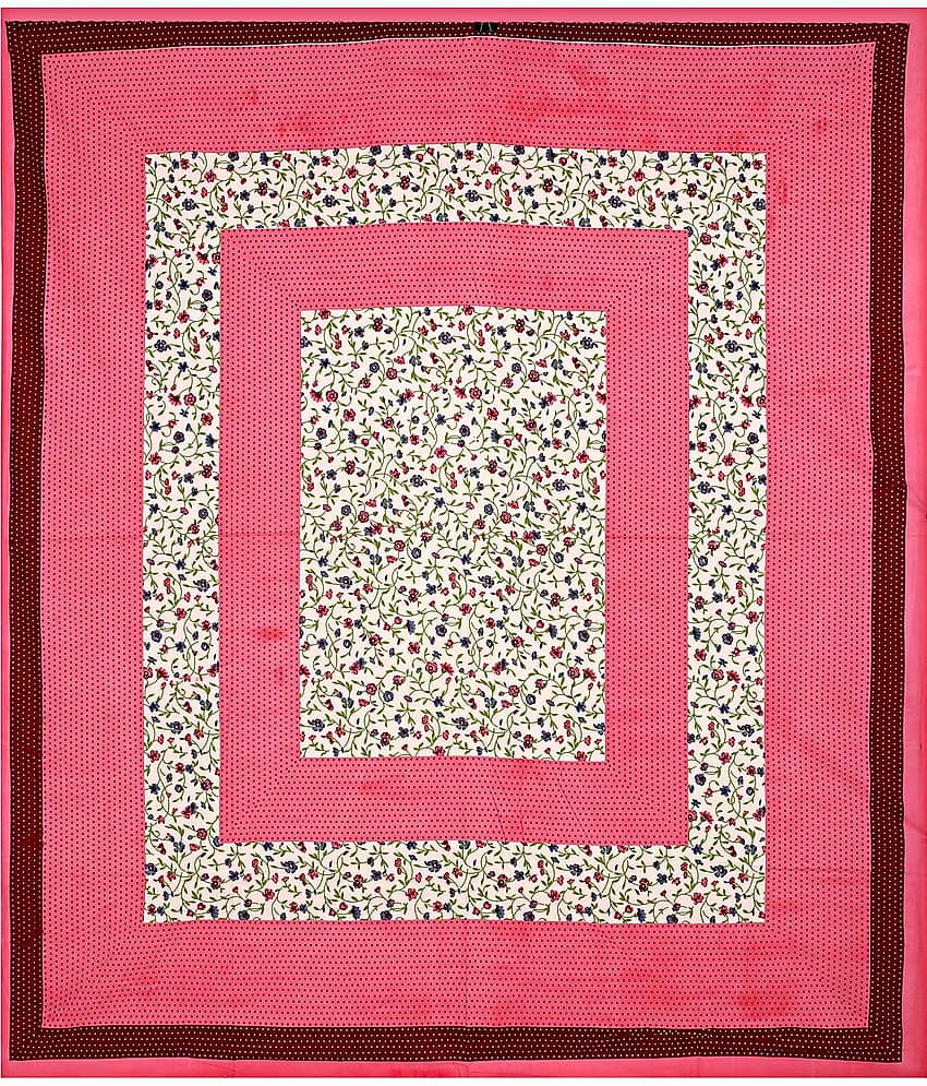 PETROSOLY Cotton 1 Double Queen Bedsheet with 2 Pillow Covers ( Pink ) view 2