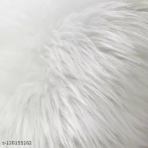 BALLEY Soft Faux Fur Square Cushion Cover for Sofa and Bedroom (White, 16x16 Inches)(pack of 1) view 2