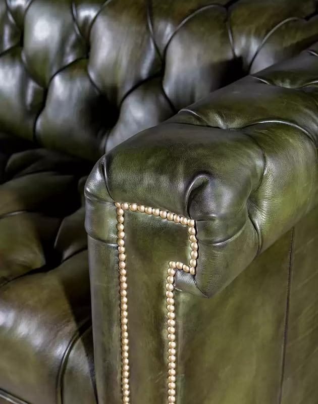 Oliver Leather Loveseats | Solid Wood and Plywood Sofa for Home Living Room & Office - Green view 2