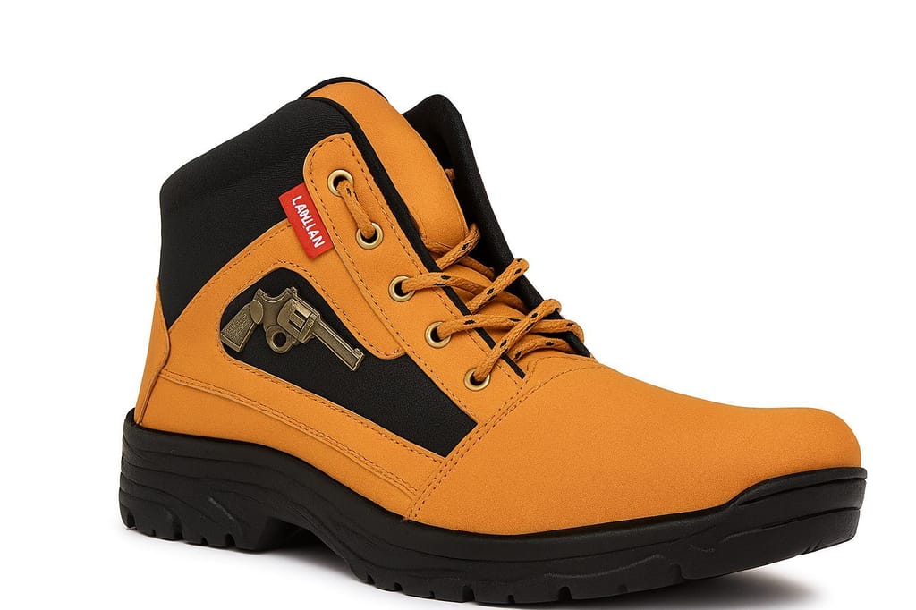 WUGO::Latest Trendy Men Solid Faux Leather Gun Boots | Stylish Lace-up Casual Boots with PVC Sole For Men's & Boys (Free Home Delivery) view 2