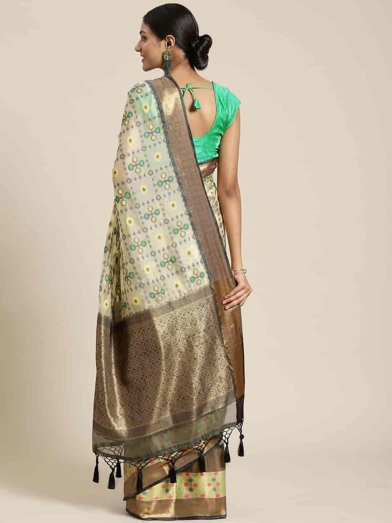 Women's Ikkat Designer Silk Saree With Unstiched Blouse Piece view 2