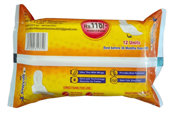 Smooth Ultra Thin Soft Sanitary Pads with Wings L - 240mm, 12 Pcs view 2