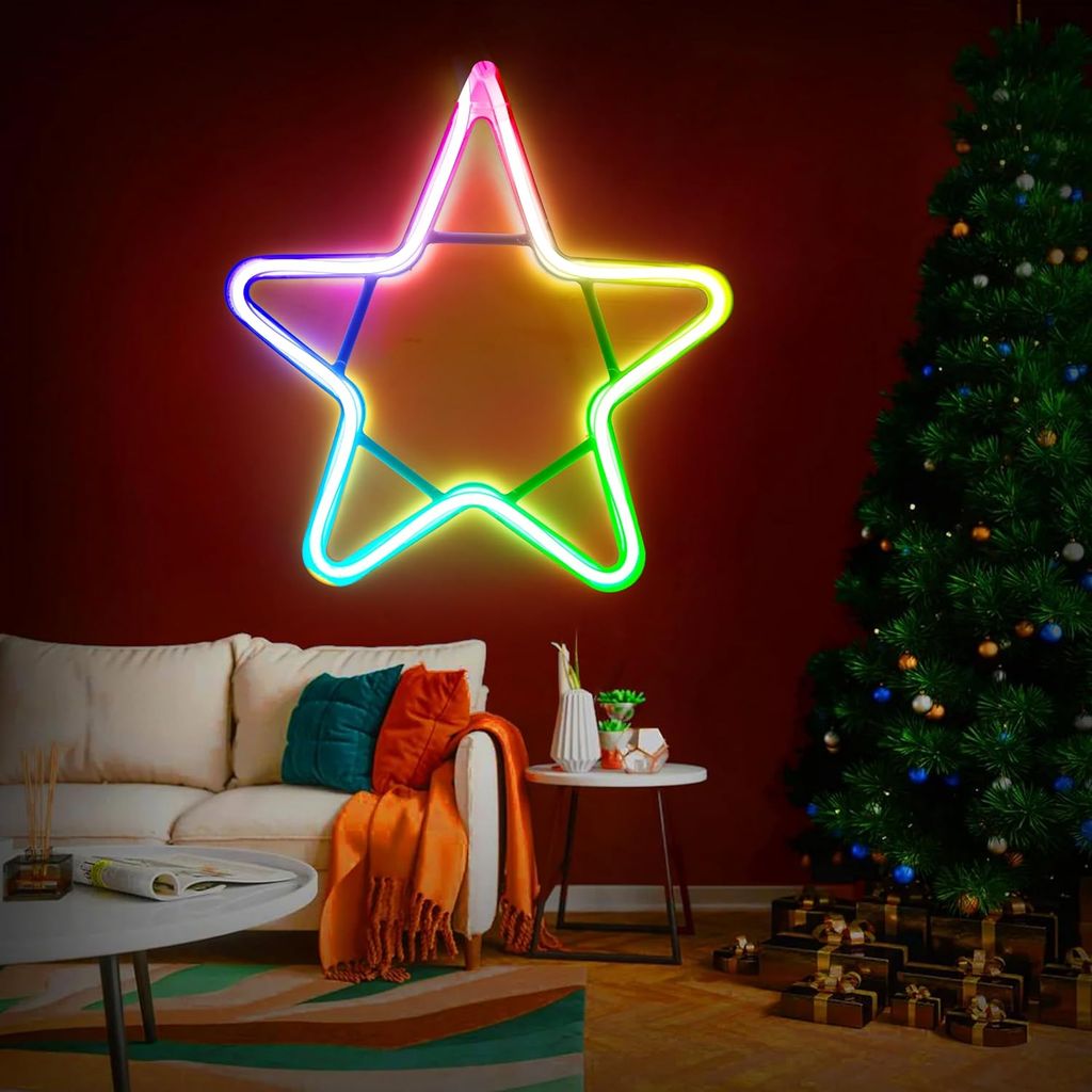 SPARKWORLD RGB Star LED Neon Sign Multicolor, IP65 Waterproof Indoor/Outdoor Wall Decor view 2