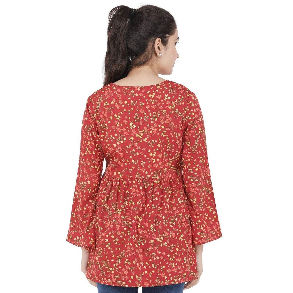 KULFI Women's Floral Print Polyester Top view 2
