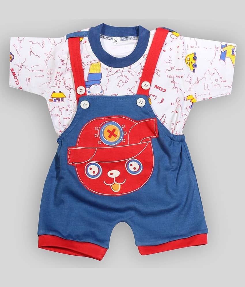Babeezworld Pack of 2 Baby Girls Cotton Dungarees ( Multicolor ) view 2