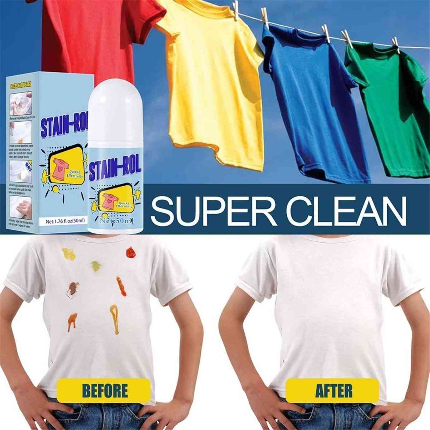Stain Remover for Clothes, Multi-Purpose Roll Bead Fabric Clothes Stain Remover Pan, Instant Stain Remover for Cotton, Linen, Polyester, Blended Fabric, Denim, Down Jacket etc. view 2