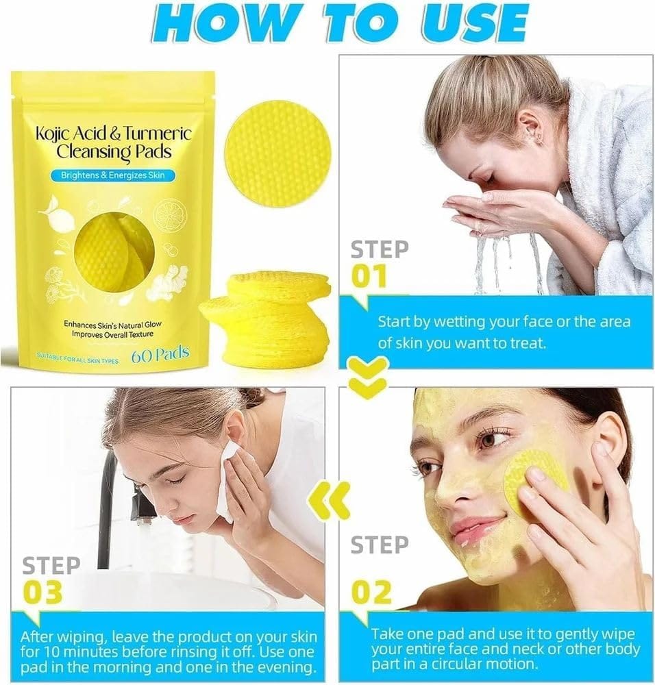 Kojic Acid & Turmeric Cleansing Pads for Enhanced Glow & Improved Texture - 60 Count view 2