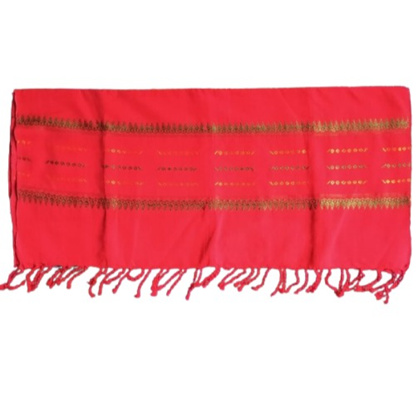 Handmade Cotton Dupatta - Red view 2