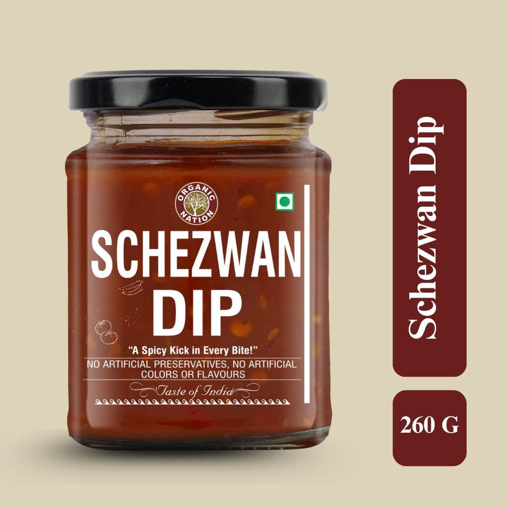 Organic Nation Schezwan Dip | Homestyle Made with Red Chillies, Garlic & Aromatic Spices | No Added Preservatives, No Artificial Flavours | Traditional Recipe, 260g view 2