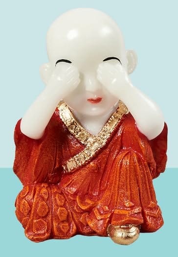 Orange & White Fibre Three Monk Statue Set view 2
