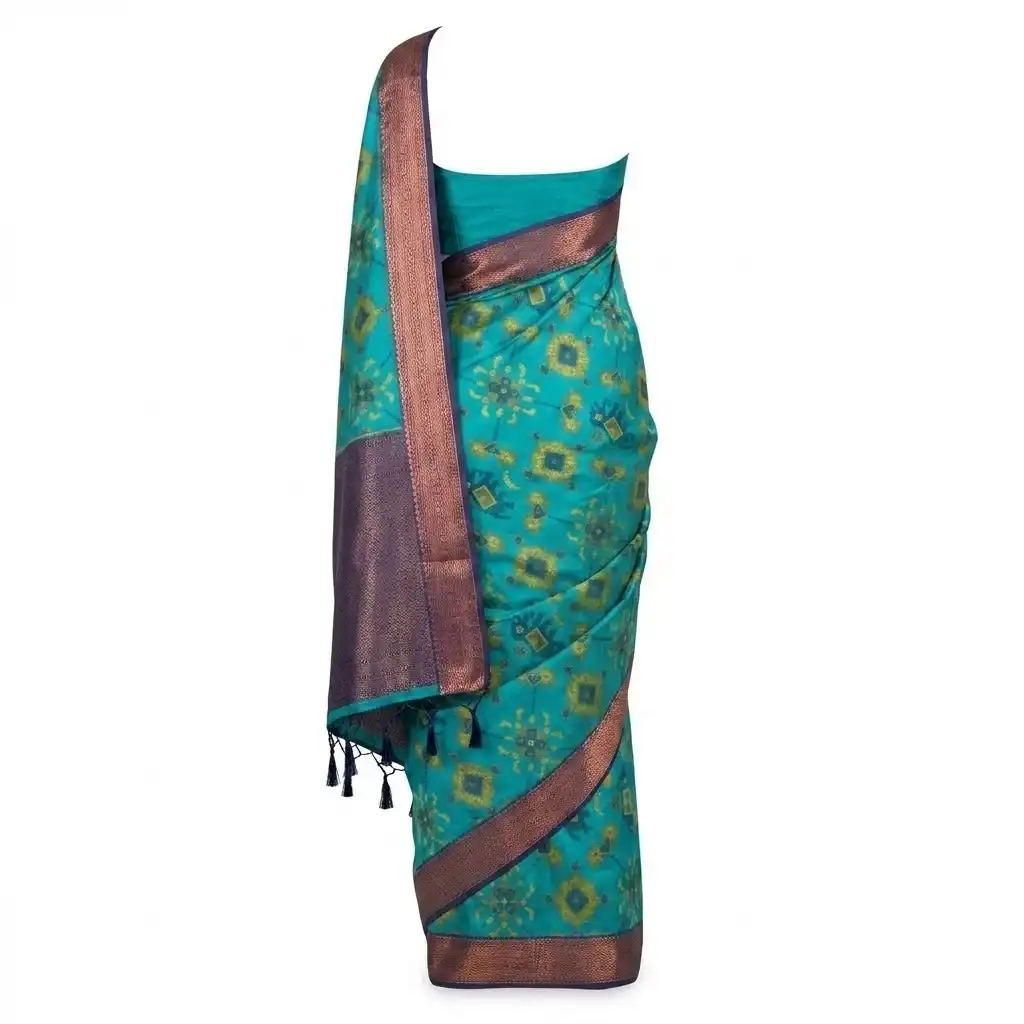 Sambalpuri Turquoise Diamond Weave Heritage Handloom Saree view 2