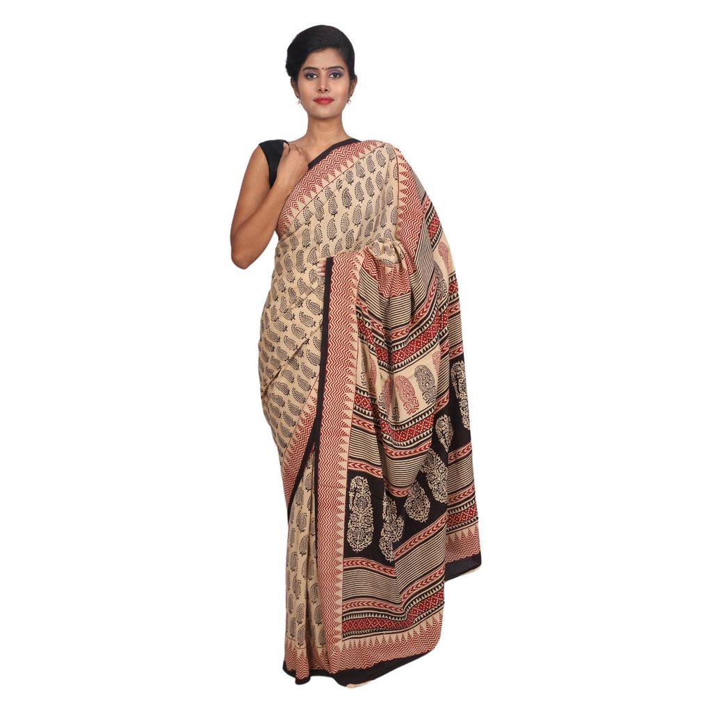 HANDLOOM CRAPE SILK SAREE WITH BLOUSE (SKU - 3I0106030422 SAREE-196) view 2