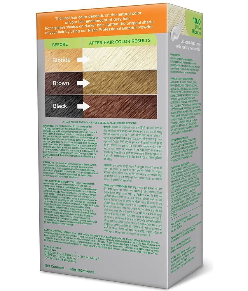 Nisha Creme Hair Color Ultra Blonde 150g Pack of 3, Permanent Hair Colour for Women & Men, Long Lasting Hair Color view 2