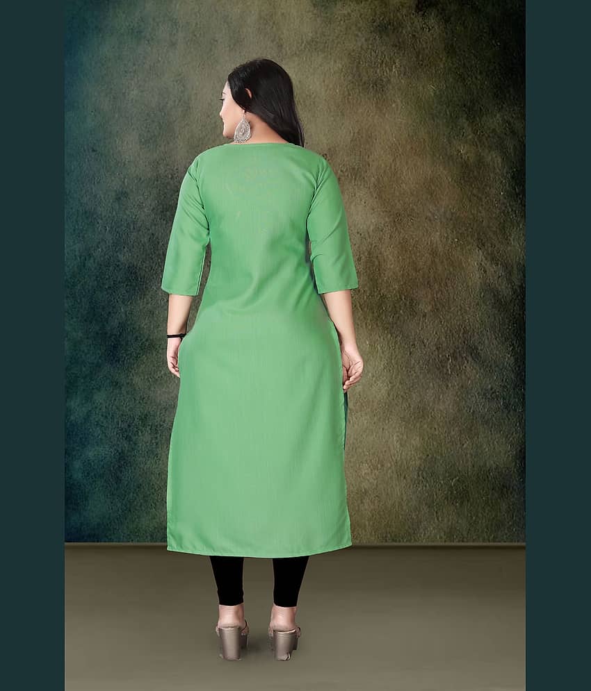 Hetsa Women Rayon Printed A-line Kurti ( Green ) view 2