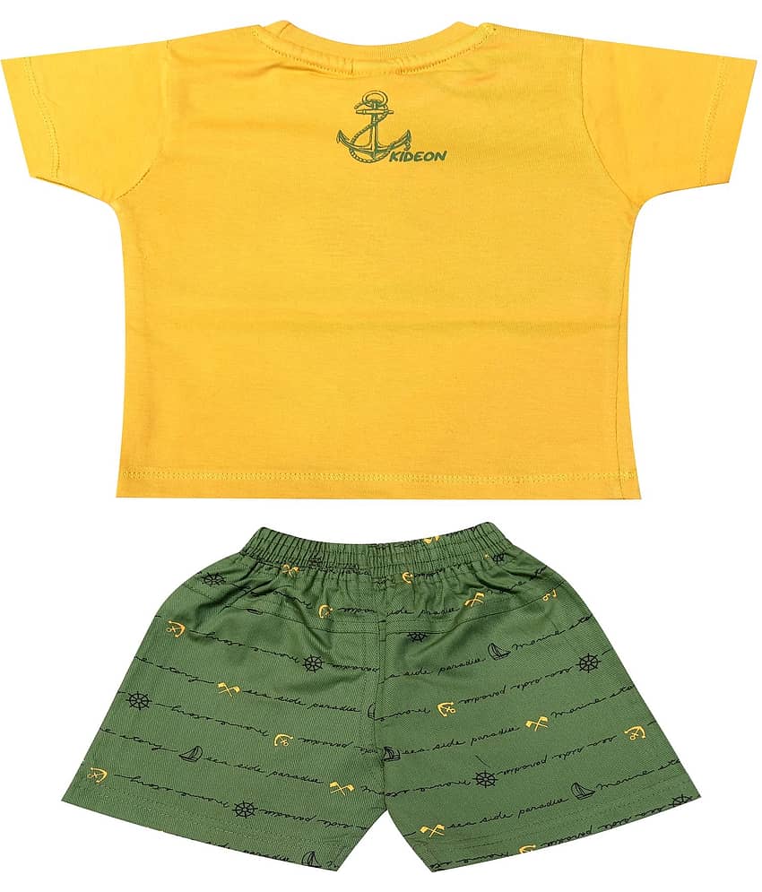 Kideon Pack of 1 Baby Boys 100% Cotton Top & Shorts ( Gold ) view 2