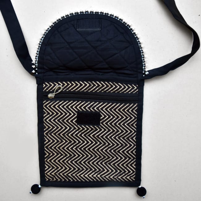 Tribes India Handcrafted Cotton, Spoange & Jeco Beeds Black Purse view 2