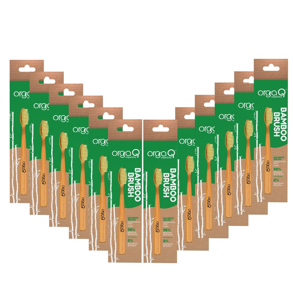 Orgaq Organicky Natural Bamboo ToothBrush With Castor Bean Bristle for Oral Care| Eco Friendly