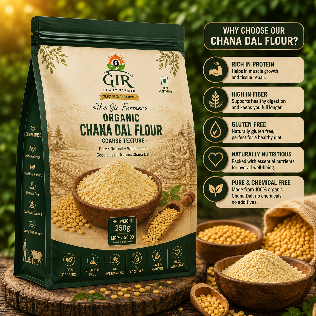 Organic Chana Dal Flour - Coarse Texture view 2