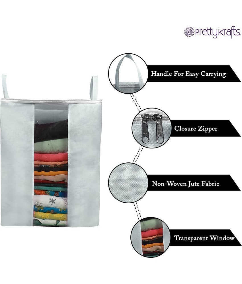 PrettyKrafts XXXL Saree Cover/Sari Organizer with Handles and Transparent Front Extra Large Sari Cover view 2