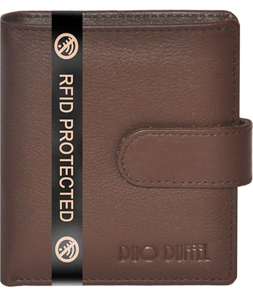 RFID Protected Genuine Brown Leather Credit Card Holder with Loop Clouser view 2