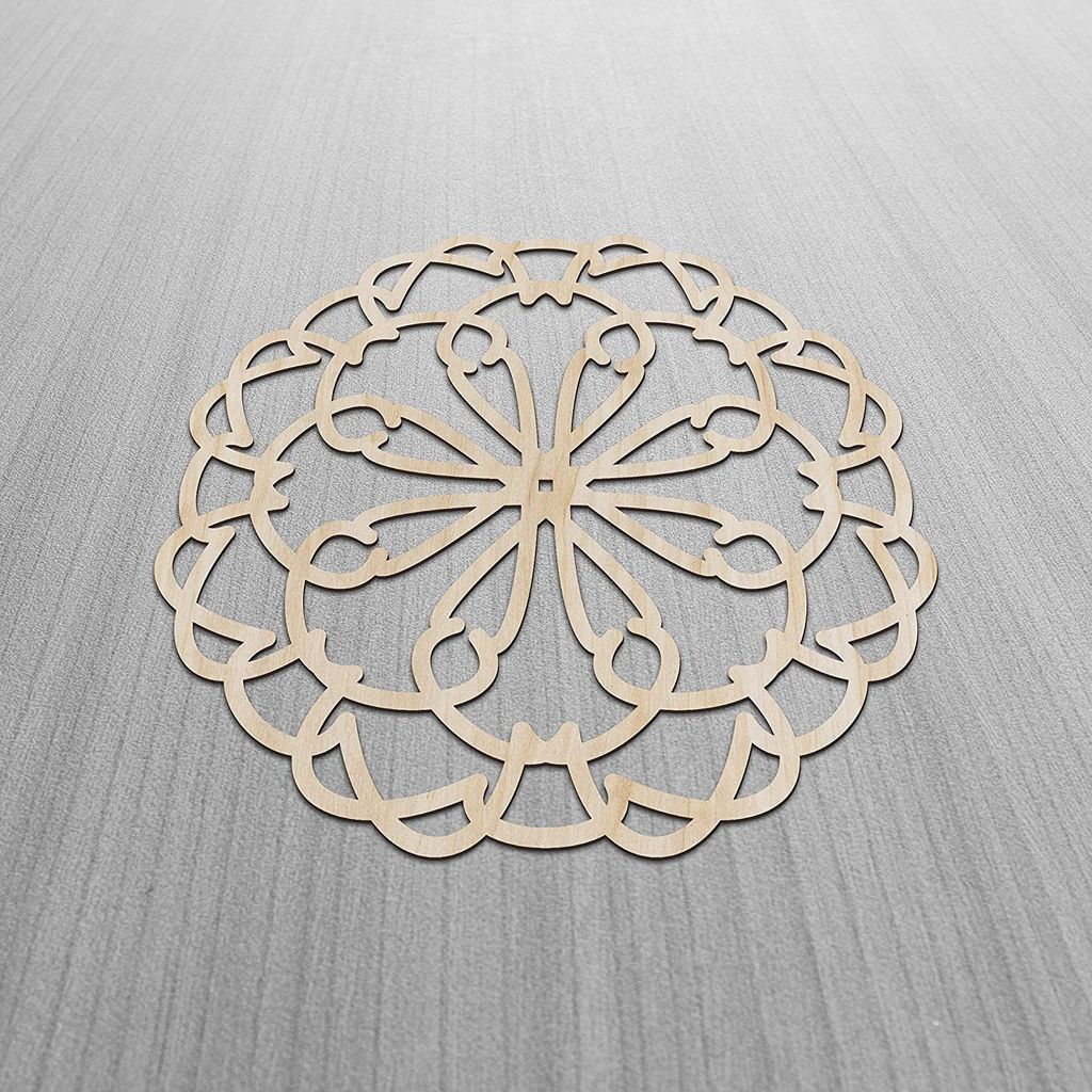 Haoser Mandala Wooden Wall Art, Whirl Look Lattice Abstarct Geometric, Birch Wood Plywood Rustic Wall Art Accent for Hallway Bedroom Living Room Cafes and Offices (Mandala Design-23_30CM) view 2