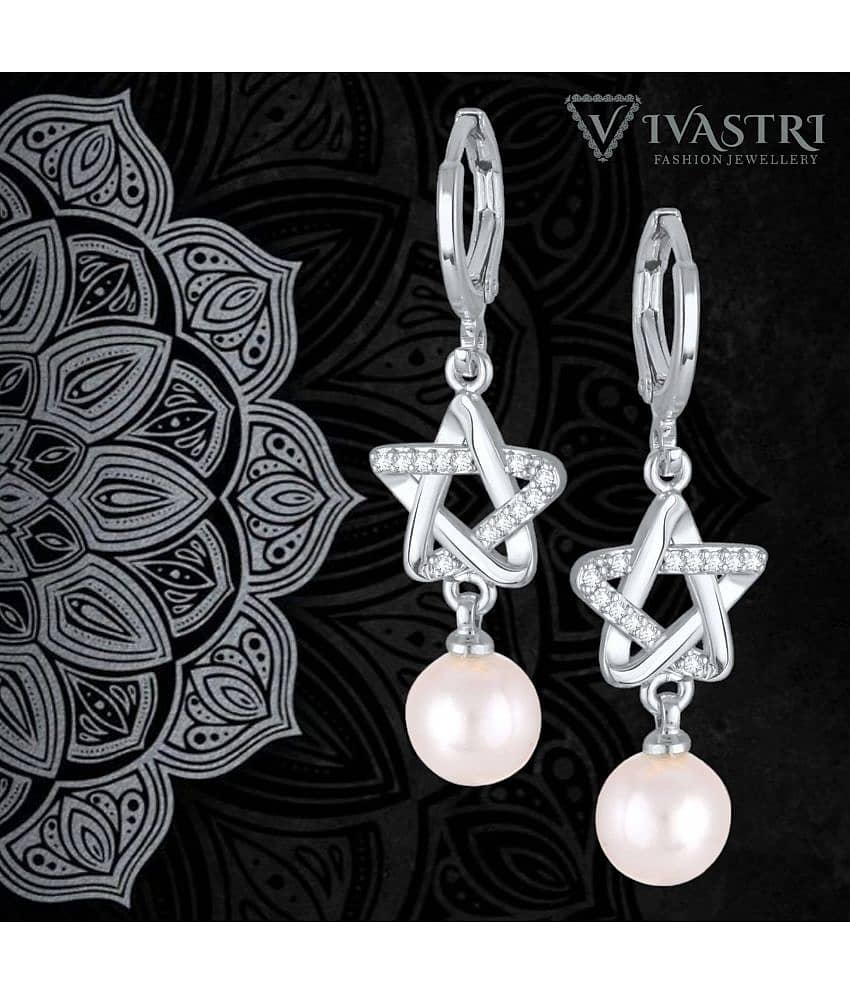 VIVASTRI Silver Drop Earrings ( Pack of 1 ) view 2