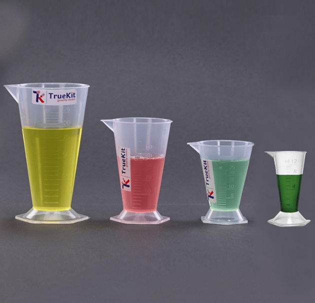 TRUEKIT Transparent Plastic Measuring Beaker Cup Conical Measure with Graduation Marks. (12ml+25ml+50ml+125ml) view 2