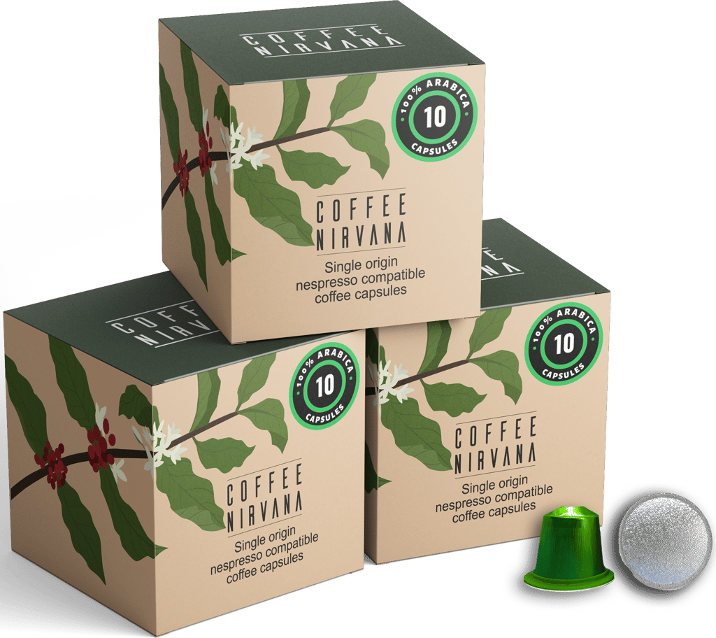 Coffee Nirvana, 100% Arabica, Box of 10, Nespresso Compatible Aluminum Capsules