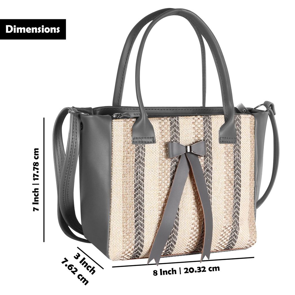 Grey Glamorous Faux Leather Handbag For Women And Girls HB24 view 2