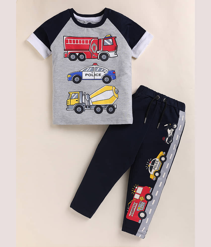 Lazy Shark Boys Cotton Blend T-Shirt & Pants Set ( Grey , Pack of 1 ) view 2