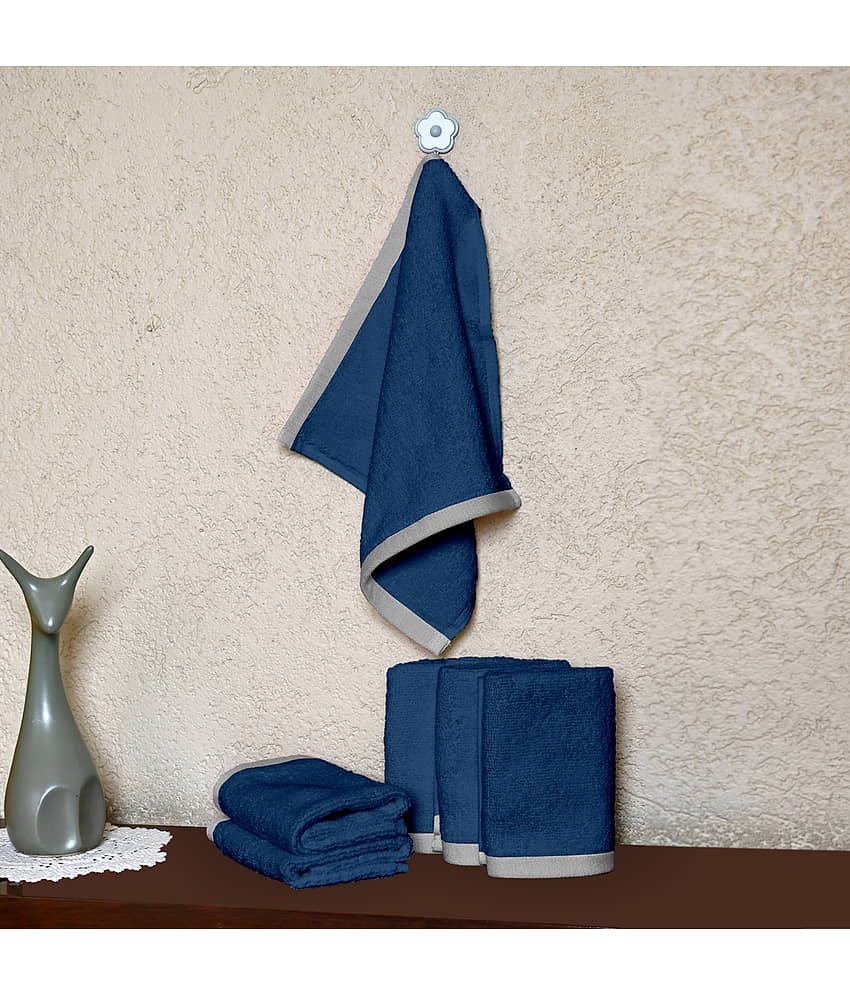 DIVINE CASA Cotton Solid Face Towel 451-500 GSM ( Pack of 6 ) - Blue view 2