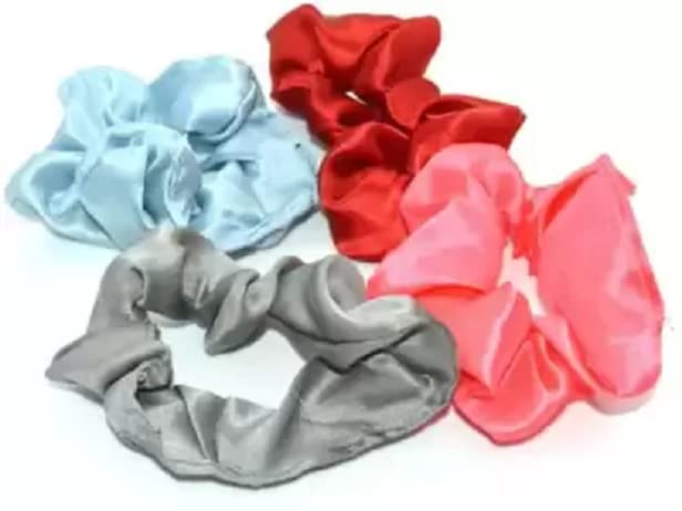 Elecsera Multicolored Satin Hair Scrunchies Stuff Scrunchy Holder Hair Rubber Band (Multicolor) view 2