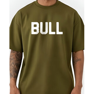 Ausk Mens Green Printed Cotton Blend Round Neck Oversized T-Shirt view 2
