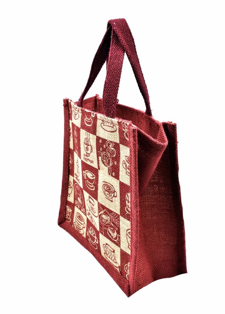 Coffee-Themed Burlap Jute Bag view 2