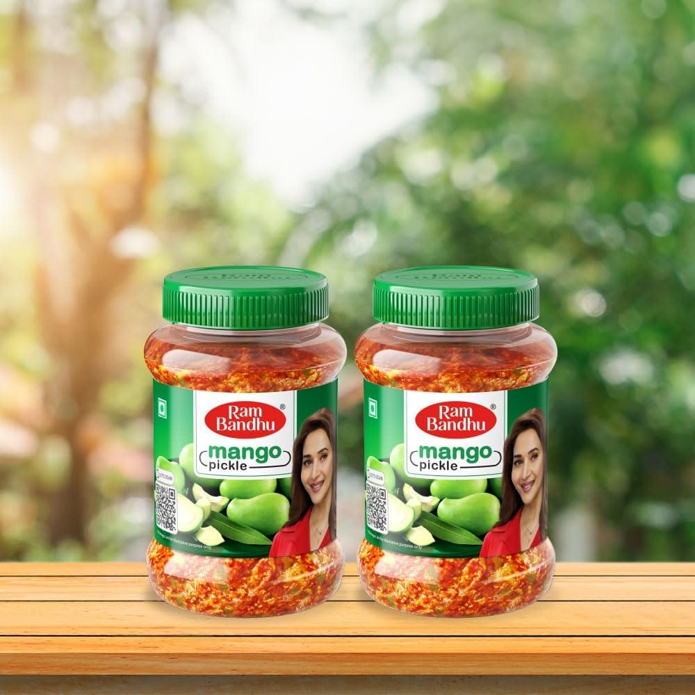Ram Bandhu Mango Pickle 350g X 2 | Pack of 2 | Brings a Tangy, Spicy Punch To Your Meals | From Handpicked Mangoes And Traditional Spices | This Pack of 2 Delivers Authentic, Mouth-Watering Flavor Every Time