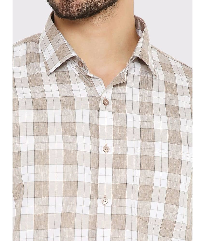 Maharaja Cotton Blend Slim Fit Checks Full Sleeves Men's Casual Shirt - Brown ( Pack of 1 ) view 2