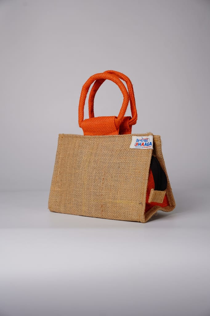 Jute Handbag with Fabric Handle view 2