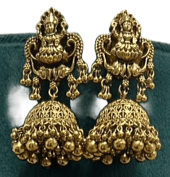 "Exquisite Antique Gold Temple Jewellery Set with Ruby Stones" view 2