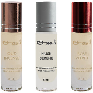 Ossa Oud Incense, Musk Serene, Rose Velvet Unisex Concentrated Perfums Alcohol Free Attar Combo (Pack of 3) view 2