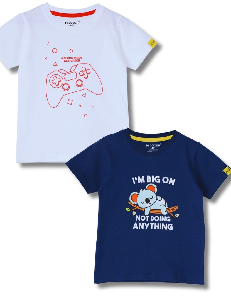 Boys T-Shirt Estate Blue / White, Soft Cotton, Ages 2-6 (2pcs pack) view 2
