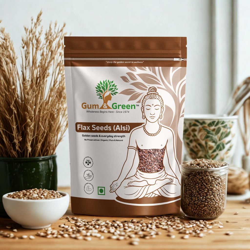 Gum & Green Premium Flax Seeds (Alsi) | 100% Natural & Raw | Rich in Omega-3, Fibre & Plant Protein | Supports Heart & Digestive Health view 2