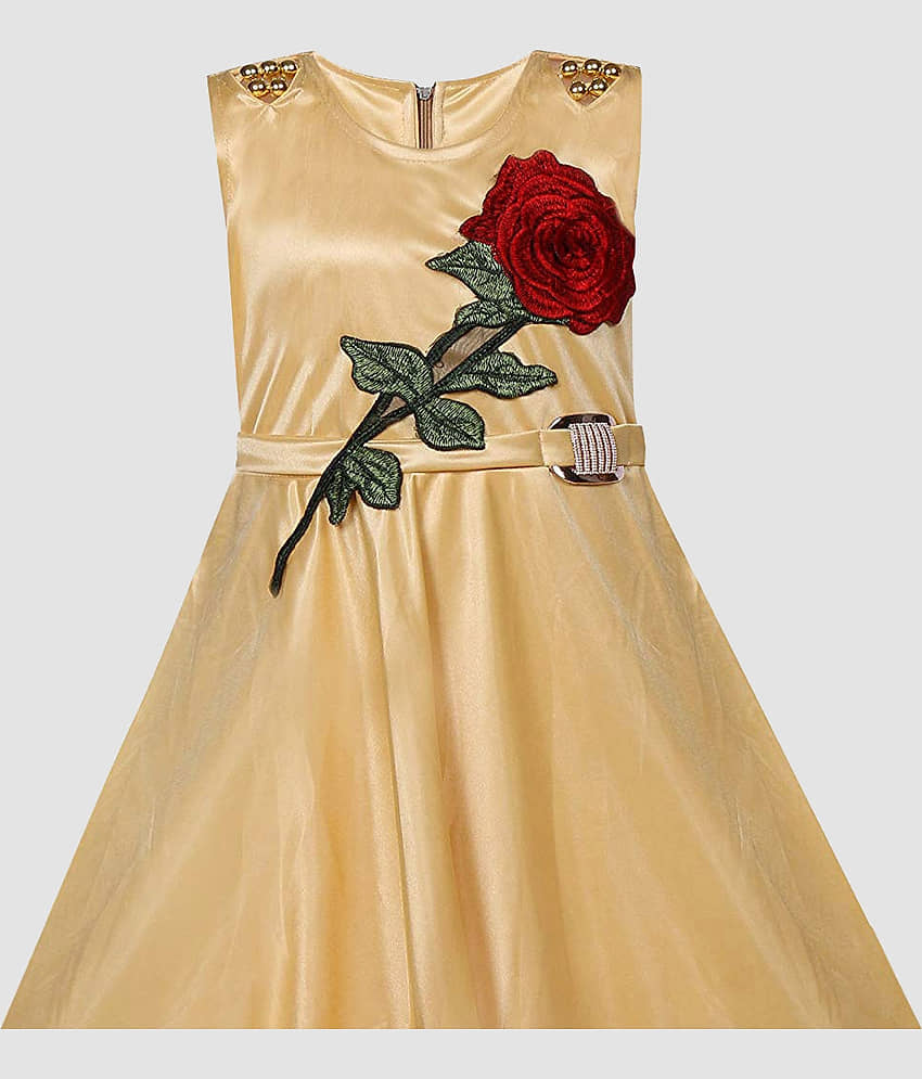 9stiches - Gold Lycra Girls Frock ( Pack of 1 ) view 2