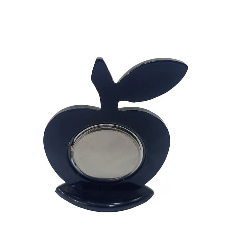 Black Apple-Shaped Table Clock With Silver Dial view 2