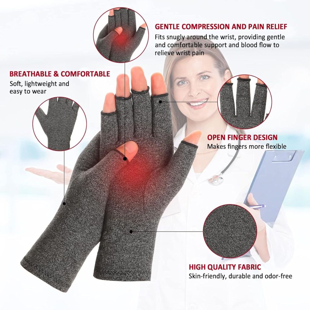 EZYFIT Compression Gloves for Arthritis for Women and Men, Arthritis Compression Gloves for Pain Relief Rheumatoid and Osteoarthritis Gloves view 2