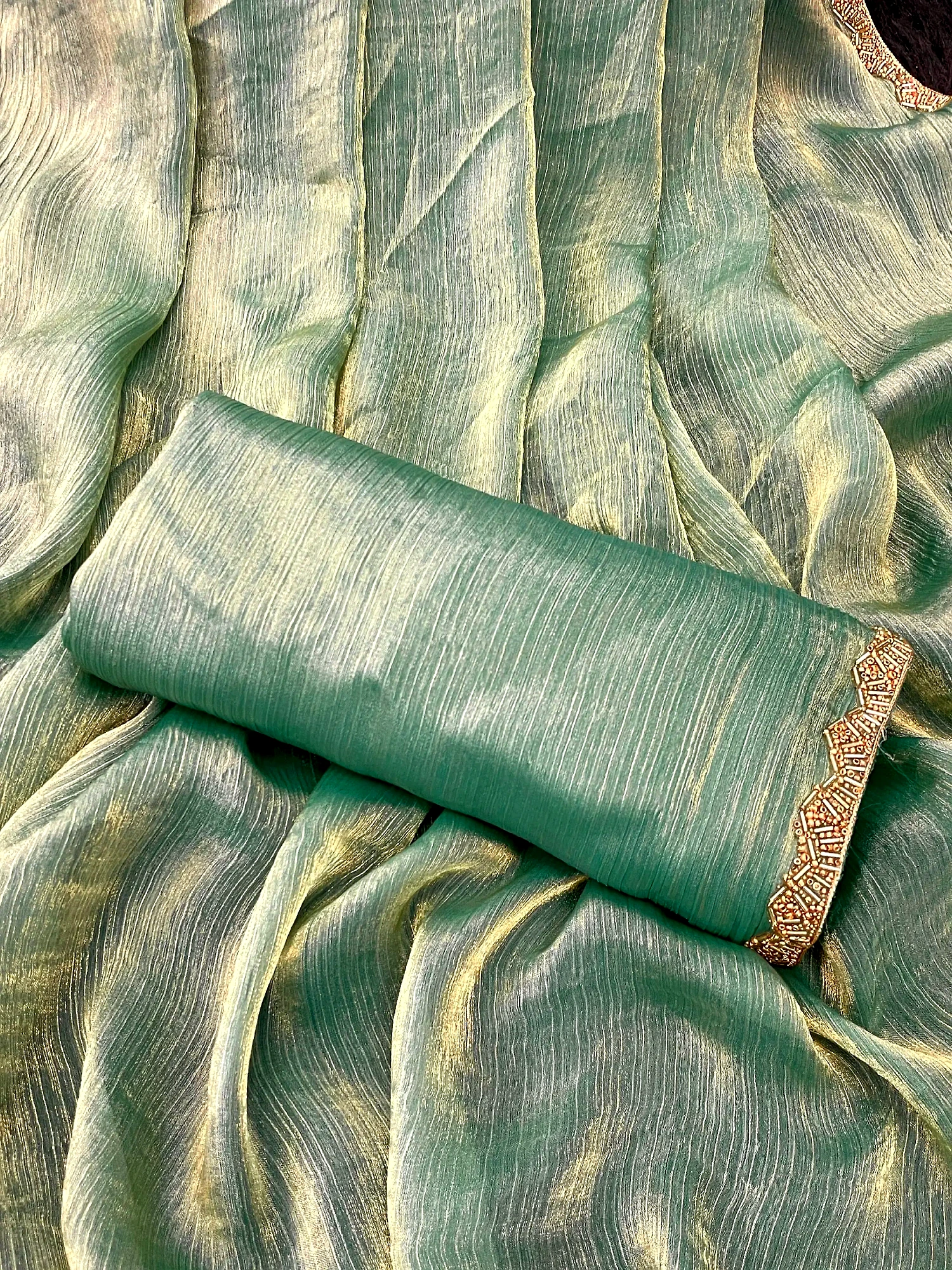 Fendi Saree in Green (Color - Green) by SHIV TEXTILES view 2