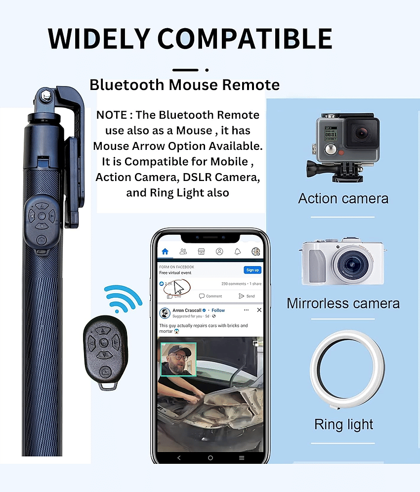 HUG PUPPY Bluetooth Selfie Stick ( Black ) view 2